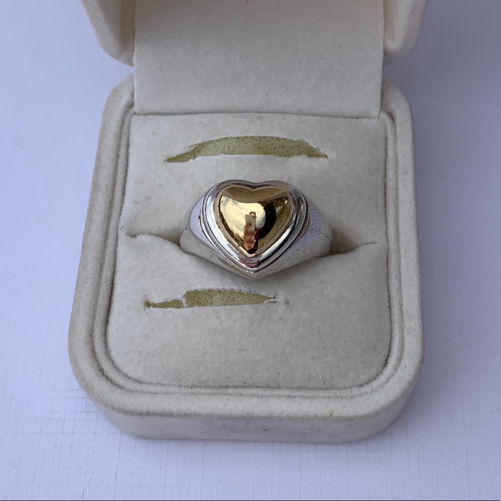 Movado 925 Sterling 18k Gold Puffed Heart Ring